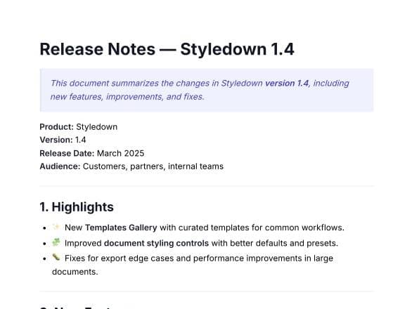 Release Notes & Changelog